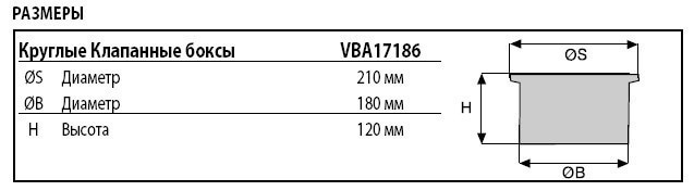 Размеры бокса с краном Rain Bird VBA 17186